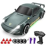 Macchina Telecomandata 2,4 GHz 4WD RC Drift Car 1:20 Auto Telecomandata 20 KM/H Auto da Corsa Telecomandata con fari da lavoro, 2 Batterie Ricaricabili,regalo per adulti e bambini-Grigio Scuro