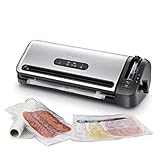 FoodSaver FFS017X macchina sottovuoto per alimenti secchi/umidi, portarotolo e taglierina integrati, aspirazione + sigillatura automatica, funzione marinatura, tubo per contenitori, con Accessori