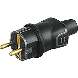 BTicino S2018GE Spina Volante in caucciù Bimateria, 2P+T Standard Tedesco, 16A, 3500 W, 250 V, Nero