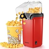 YASHE Macchina Popcorn, 1200 W Macchina Pop Corn ad Aria Calda, Macchina per Popcorn in 2 Minuti, Sano e senza olio per le serate di cinema, Rosso