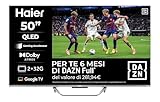 Haier Smart TV 50' QLED 4K Ultra HD, Google TV, Dolby Audio, Gaming 120Hz DLG, HDMI 2.1, Chromecast Integrato, Bluetooth 5.1, Design Senza Bordi, Telecomando Vocale, 6 Mesi Abbonamento DAZN inclusi