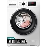 Hisense WFPV8012EM - Lavatrice a Carica Frontale 8 Kg, 1200 rpm, 15 Programmi, Vapore, Display LED, Programma Rapido, Partenza Ritardata, Child Lock, Bianco/Nero