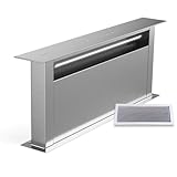Klarstein Royal Flush Eco 75 - Cappa a Scomparsa, Cappa da Cucina, A++, Inox, 720 m³/ora, 52 dB, Touch Control, LED da 6500K, Filtro Antigrasso & al Carbone, Installazione Versatile