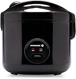 Reishunger Cuociriso Elettrico e Vaporiera con Funzione di Mantenimento del Caldo, Nero - Per 1-6 Persone - Preparazione Rapida Senza Bruciature - Rivestimento Ceramico