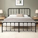 Zinus Florence Rete Matrimoniale 160x190 cm con Testiera in Metallo - Struttura Letto con Doghe in Metallo Incluse - Altezza 35 cm con Spazio Sottostante - Facile da Montare - Nero