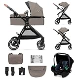 Kinderkraft ESME Trio passeggino neonati 3 in 1 fino 26 kg, con Ovetto I-SIZE 40-75 cm, Carrozzina reversibile fronte mamma e strada, Pieghevole, Beige