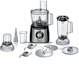 Bosch Robot da Cucina Multifunzione Compatto MCM3501M, Oltre 50 Funzioni, 800 W, Ciotola 2,3 L, Accessorio Frullatore e Tritatutto Inclusi, Tanti Accessori per Macinare, Affettare, Impastare, Nero