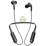 Auricolari Bluetooth 5.0 Auricolari Senza Fili, Cuffie wireless con microfono e cavo, Auricolare sportivo Bluetooth con cavo, Bassi+, Stereo Headset per iOS Samsung Android, Nero