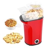 Popcorn Maker ad aria calda 1400 W, Popcorn Maker automatico con tazza di misurazione e coperchio rimovibile, protezione contro il surriscaldamento, senza BPA, per casa/festa/bambini