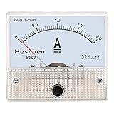 Heschen 85C1-2A - Misuratore di corrente rettangolo montato a pannello amperometro DC 0-2A, classe 2,5, bianco
