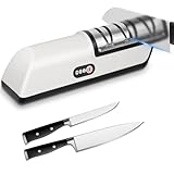 Vicloon 2 in 1 Affilacoltelli Elettrico con Ricarica USB, Affila e Lucida Rapidamente, Affilacoltelli da Cucina con Base Antiscivolo, Utensili da Cucina Sicuri e Facili da Usare