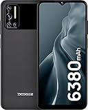 DOOGEE Telefono portatile sbloccato 4G, N40 Pro Android 11 Smartphone, 6380 mAh, 6,52 pollici, design in pelle, 20 MP+16 MP, 6 GB RAM + 128 GB ROM Helio P60, Dual Nano SIM + TF/Face ID/OTG - Nero