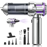 Aspirabriciole Senza Fili, 25000Pa Aspirapolvere Auto con Scarico Polvere Automatico a un Tocco, 4 in 1 Mini Aspirapolvere, Motore Brushless, Aspirazione a 3 Velocità per Peli di Animali, Auto, Casa
