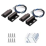 Gebildet 2 Set Nero Interruttore Magnetico Cablaggio NO/NC Sensore Porta da Incasso Contatto Finestra Nascosta Interruttore Reed per Controllo Accessi Sostituire Sistema di Allarme