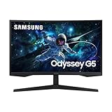 Samsung Monitor Gaming Odyssey G5 (S27CG554), Curvo (1000R), 27', 2560x1440 (WQHD 2K), HDR10, VA, 165 Hz, 1 ms (MPRT), FreeSync, HDMI, Display Port, Ingresso Audio, Flicker Free, Eye Saver Mode