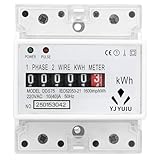 YJYUIU DDS75 Contatore meccanico, contatore su guida DIN, contatore monofase 2 fili 4P, 220V/230V 10(100A), 50/60Hz.