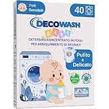 Detersivo Neonati Lavatrice in fogli (Fino a 80 Usi) Senza Profumo, Ipoallergenico, Ecologico, Biodegradabile, Senza Plastica, Per Pelli Sensibili, Bucato Pulito, Perfetto per Viaggio e Lavaggi a Mano