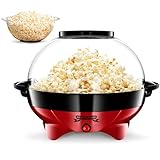 Gadgy Macchina Popcorn | Macchina per Pop Corn ad Aria Calda l Preparazione Salutare, Senza Olio o Grassi l Macchina Pop Corn con Misurino e Coperchio Superiore Rimovibile l Rivestimento Rosso Retrò
