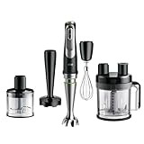 Braun MultiQuick 9 - Frullatore a Immersione Anti Splash, Selezione di Velocità Precisa, Active PowerDrive, Robot da Cucina 1,2L, Tritatutto, Bicchiere 600 mL, 1200W, Nero (MQ9187XLI)