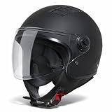 VINZ Como Casco Jet con Visiera ECE 22.06 Certificato | Per scooter, moto e Vespa | Uomo E Donna | nelle taglie dalla XS-XL| Disponibile in quattro colori - Nero opaco