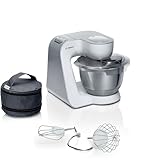 Bosch Serie 4 Planetaria Impastatrice MUM58200, 1000 W, Capiente Ciotola in Acciaio Inox da 3,9 L, 7 Livelli di Velocità, Fruste e Gancio Inclusi, Accessori Lavabili in Lavastoviglie, Bianco, Argento
