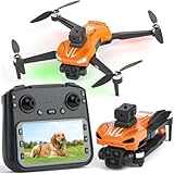 Drone GPS con Fotocamera 4K, Evitamento Ostacoli Automatico, Quadricottero Pieghévole, Obiettivo Regolabile 90°, 23 Min Autonomia con Schermo Remoto 4,5' per Principianti, Adulti