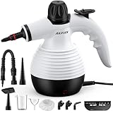 AKPIAN Pulitore a vapore manuale 1050 W, set di accessori da 10 pezzi, pulitore a vapore multifunzionale, per la pulizia di fughe, finestre, piani cottura, bagni e automobili