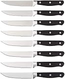 Amazon Basics Set Premium di coltelli da carne, 8 pezzi, Nero/acciaio inossidabile