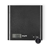 Salter 1066 BKDRAS15 Arc - bilancia da cucina digitale, massima precisione, pesa cucina, design sottile, display LCD, funzione Azzeramento e Aggiungi e pesa per pesare più ingredienti, nero