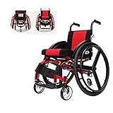 Wheelchair Sedie A Rotelle Semoventi, Super Leggero Rilascio Rapido Lega di Alluminio Scooter Impostazioni Anti-ribaltamento Disabili/Anziani Carrozzina Sportiva per Il Tempo Libero