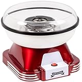 Macchina per Zucchero Filato Gadgy 500W – Macchina Retrò per Casa – Preriscaldamento 5 min – Per Zucchero normale e Caramelle – Incl. 10 Bastoncini e Misurino – 22 cm Rosso/Bianco