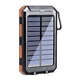 Power Bank Solar 20000 mAh - Caricatore portatile 3 in 1 impermeabile e resistente - Ricarica rapida USB e USB-C con torcia - Batteria esterna per iPhone, Samsung - Camping, Outdoor e Emergenze
