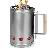 APP LIFE Ciminiera/Starter per Barbecue a Carbone - ACCENDIFUOCO A Carbone BBQ con Manico di Sicurezza in Legno per Barbecue CIMINIERA di ACCENSIONE