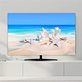 Hixingo Copertura Antipolvere per TV, Motivo Stella Marina 3D Copri Televisore 32-80inch Copertura Televisore Cover TV Elastica Copri TV Protezione TV Universale (37-39inch,Spiaggia sabbiosa)