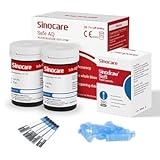 Sinocare Strisce Glicemia, Data di Scadenza Fresco con 50 Strisce e 50 Lancette in mg/dL (AQ Voice, Smart & Air)