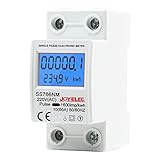 JOYELEC Contatore di Corrente Energia Elettrica, Misuratore Consumo Elettrico con Guida DIN Schermo LCD,230V 10 (60) A Display consumo energetico, potenza, tensione e corrente