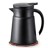 JEEZAO Caraffa Termica 880ml in Acciaio Inox 304, Thermo per caffè e tè, Trattiene Il Calore per 12 Ore, Parete a 3 Strati (Nero)