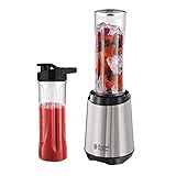 Russell Hobbs, Frullatore smoothie, Frullatore sport, Borraccia sport, 2 bottiglie da 600 ml, 300 W, 23500 giri, Lavastoviglie ok, Mix&Go 23470-56