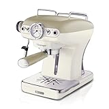 Ariete Caffè Espresso Vintage 1389, Macchina per Caffè Espresso per Polvere o Cialda ESE, 1 e 2 Tazze, Lancia Cappuccinatore, Supporto Tazze in Acciaio Inox, 15 Bar, 850W, Beige