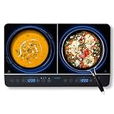 MEDION Piastra a induzione doppia con due piastre di cottura, 3500 Watt, 10 livelli di temperatura, display a LED, MD 15324, nera