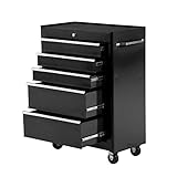 HOMCOM Carrello Porta Utensili Attrezzi Attrezzatura con Cassettiera Nero 61.5 x 33 x 82.5cm