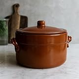 Pentola in terracotta con coperchio Ø 25 cm – Altezza 16 cm – Artigianale per cottura tradizionale 3110251101