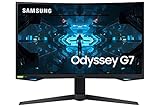 Samsung Monitor Gaming Odyssey G7 (C27G73), Curvo (1000R), 27', 2560x1440 (WQHD 2K), HDR 600, VA, 240 Hz, 1ms, FreeSync Pro, G-Sync, HDMI, USB 3.0, Display port, Ingresso Audio, HAS, Pivot