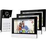 OBO HANDS Tuya Multifamiliare Videocitofono WiFi 4 Fili Kit Smart,7''Monitor Touchscreen con 1080P Campanello Telecamera Esterno Cablata (per 3 Familiare)