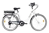 Denver, Discovery Ebike E4000 Bicicletta a Pedalata Assistita, City Bike con Ruote da 26' Cambio Shimano, 6 Velocità, Donna, Bianco Unisex adulto