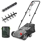 LEHMANN Alyssum Scarificatore Arieggiatore Elettrico 2 in 1, 1500 W, Larghezza di Lavoro 32 cm - Regolazione Profondità 4 Livelli, 3000 giri/min, Cesto 30 L, Rulli con Lame e Aerazione, Grigio