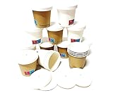 Nicoletti kit bar 200 pezzi : 100 bicchierini di carta bianchi e avana, bicchiere caffe monouso in cartoncino 4OZ / 100ml, bicchieri ideali espresso asporto con 100 coperchi CARTONCINO coffee to go