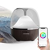 Ankrs Alexa Smart Diffusore di Aromi Oli Essenziali Wifi 600ml, Design Unico, Umidificatore Ambiente Profumatore Ultrasuoni con Luce Multicolore