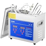 VEVOR Pulitore Ultrasuoni Macchina Pulitrice a Ultrasuoni per Gioielli Capacità da 2,85 L, Pulitore in Acciaio Inox, Potenza 120 W Frequenza da 40 kHz per Occhiali Orologi Anelli Parti Piccole