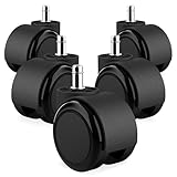 RAVN HAMAN Set di 5 Ruote per sedie da ufficio 11 mm x 22 mm - - Ruote per pavimenti duri fino a 175 kg - - Rotelle per sedie girevoli resistenti all'abrasione - - Facile installazione senza attrezzi